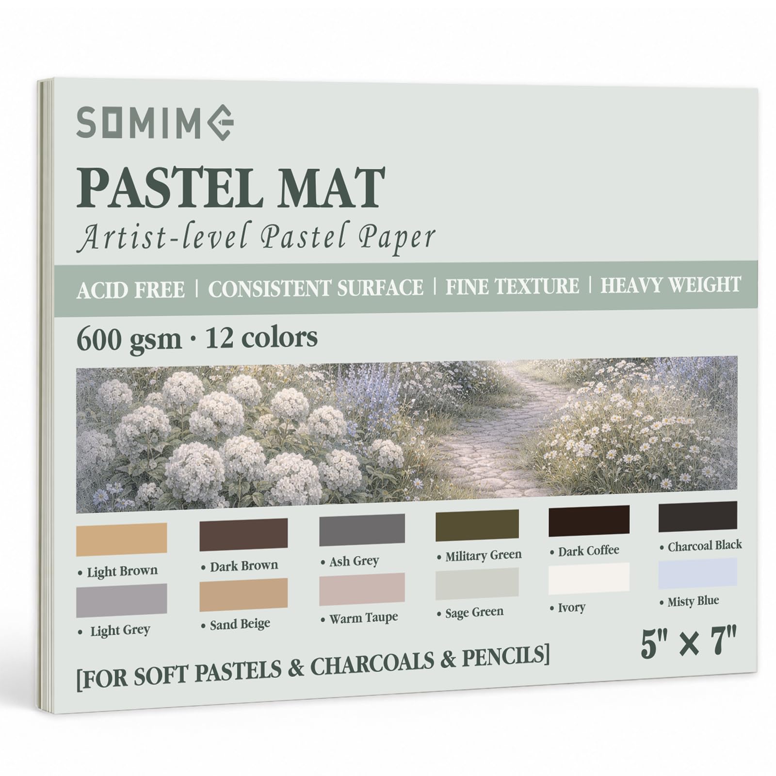 Somime 5x7 Sanded Pastel Paper Pad, 600gsm 12 Sheets of 12 Mixed Colors | Heavyweight Art…