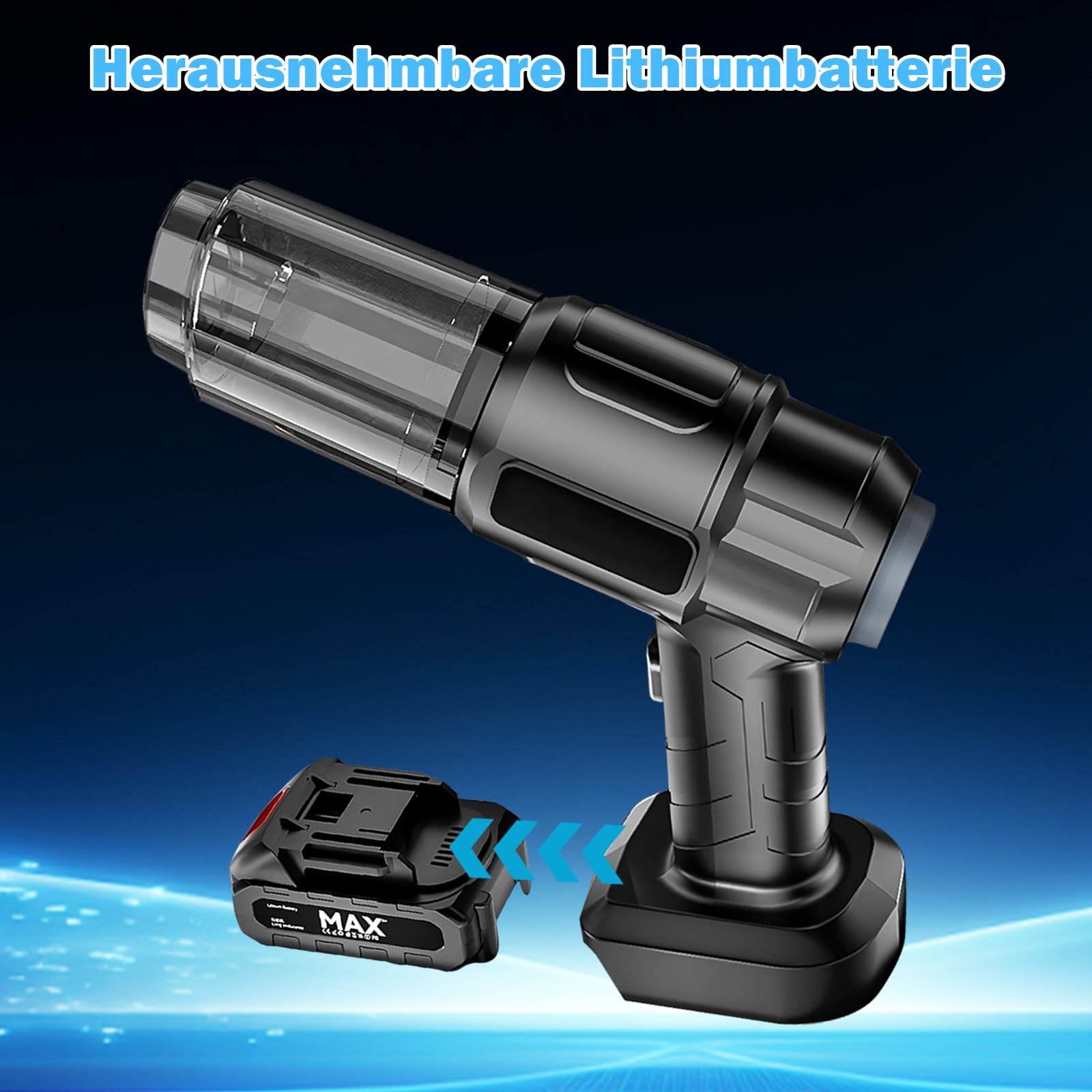 Akku Staubsauger Auto, Kabellos Handstaubsauger mit 2 * 3000mAh Akkus, 4 In 1 Saugen/Blasen/Bürsten/Pumpen 35000RPM Elektrische Staubgebläse Mini Akku Gebläse für Auto, Tierhaare, Haushalt