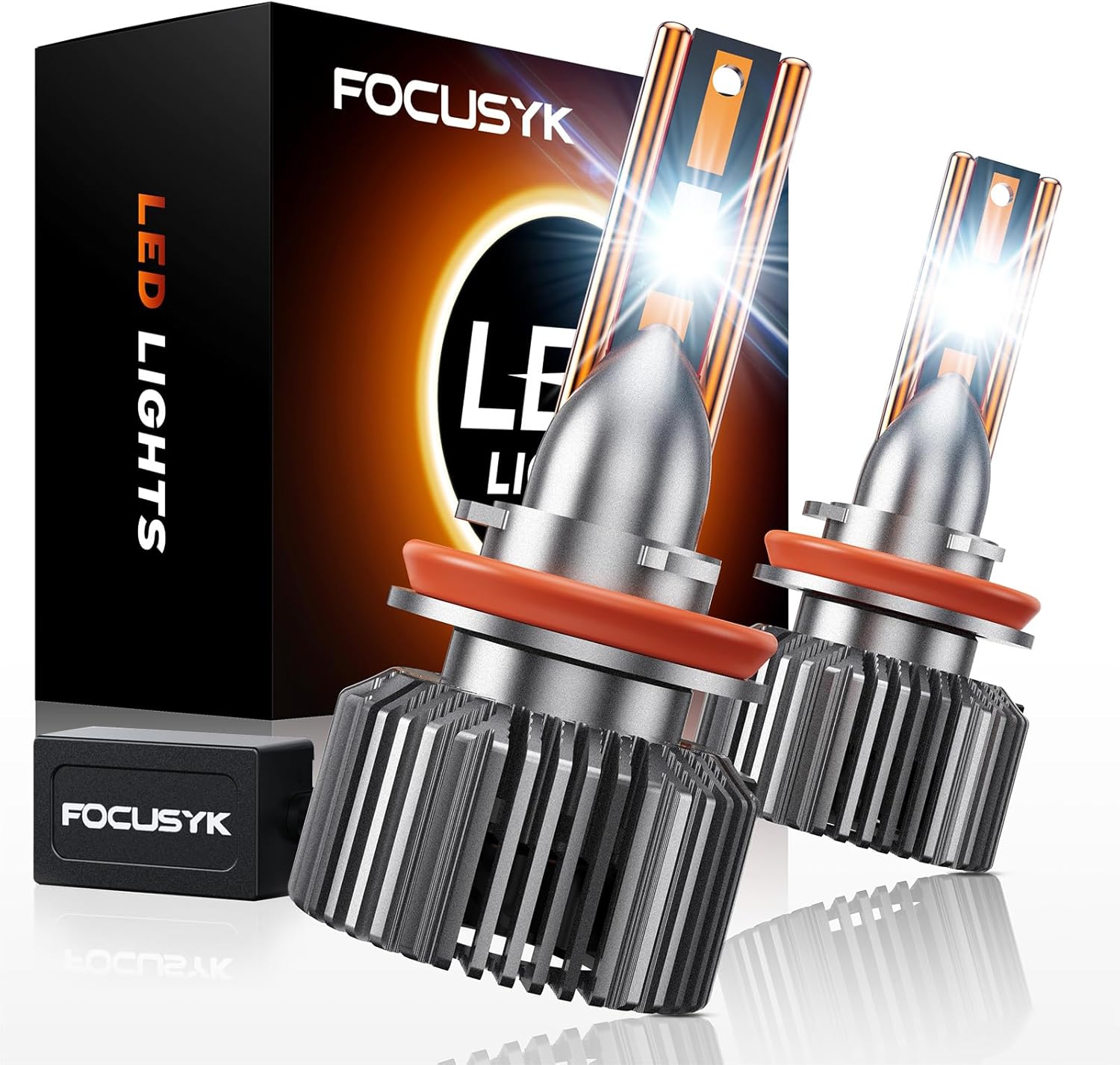 FOCUSYK H11 LED Bulb, 120W 24000LM H16/H9 H8 LED Fog Bulbs, 800