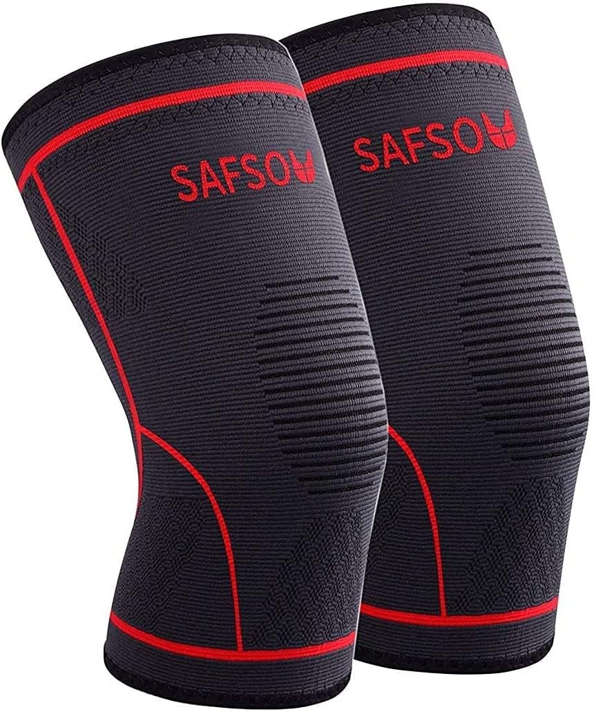 SAFSOU Knee Compression Sleeve,Knee Sleeves for Weightlifting,Knee Braces Runners, Basketball, Weightlifting, Gym, Workout (Large)
