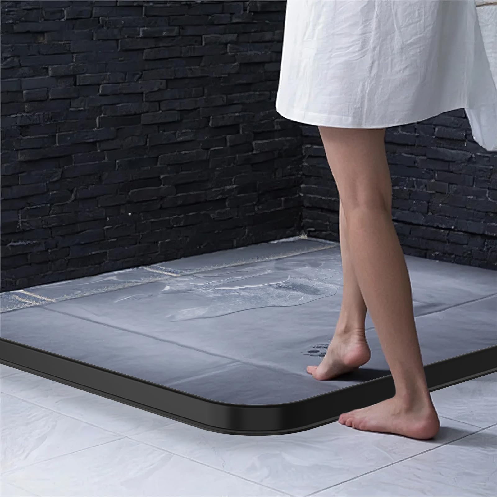 ALITAIYI Wet Room Floor Barrier, Self-Adhesive, Black, 100 cm