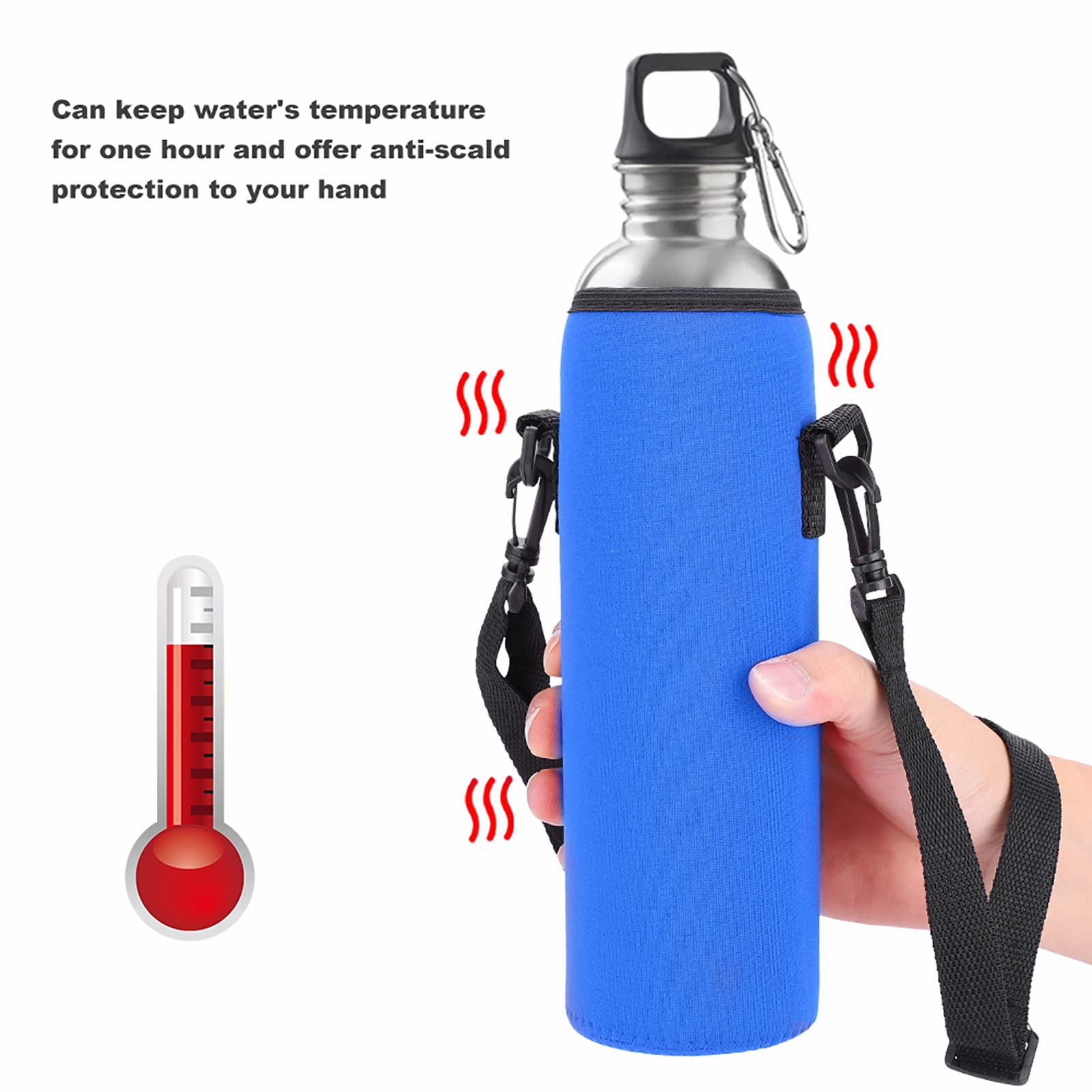 Set Di 6 Portaborraccia Con Moschettone - Gancio In Silicone Per Bottiglie D'Acqua - Ideale Per Trekking E Sport - Foto 11