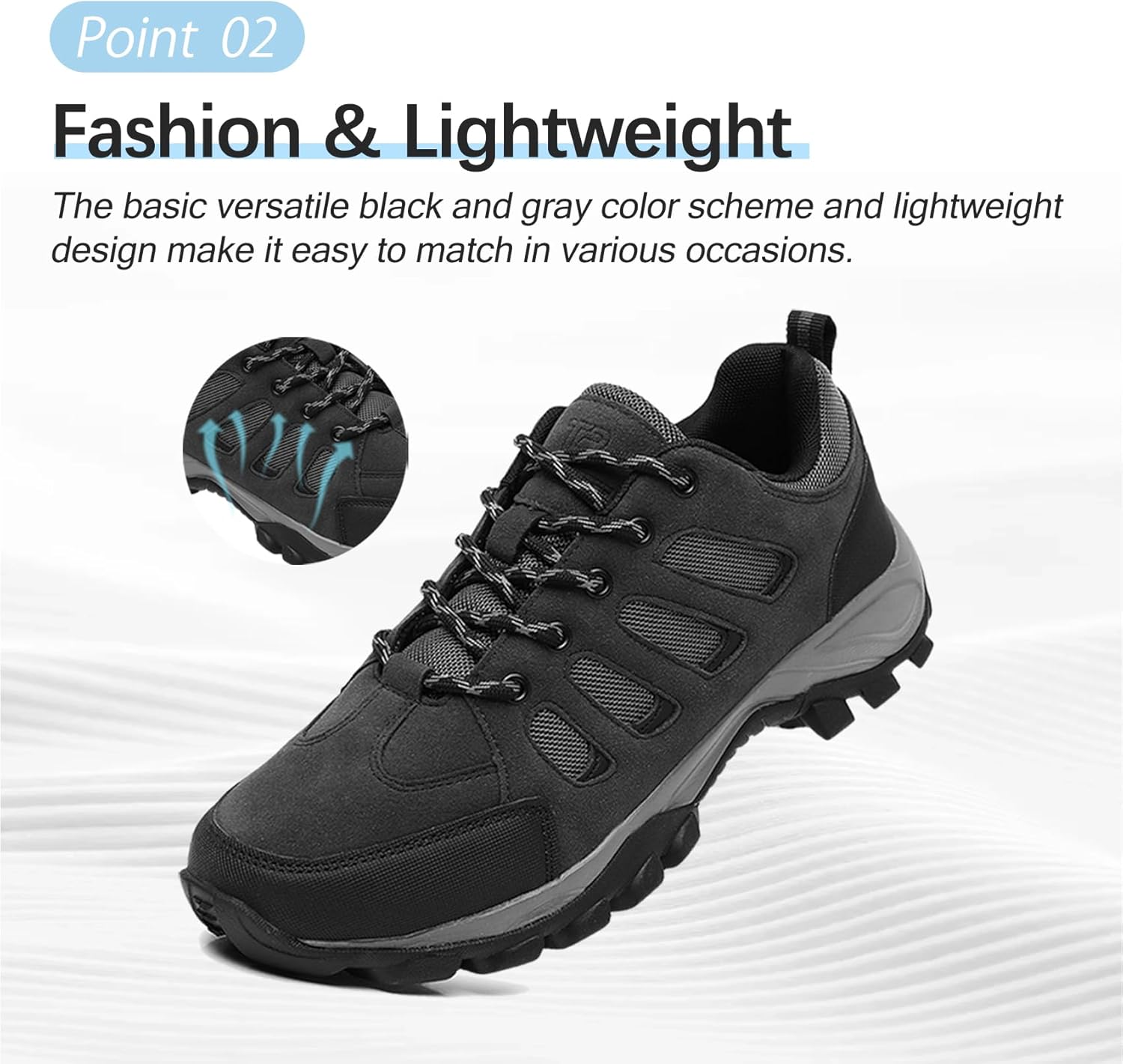 TRAILBLITZ Men's Hiking Shoes Walking Sneakers Outdoor Workout Footwear Non Slip Comfortable Lightweight Breathable Trekking Backpacking Trail Running - Image 4