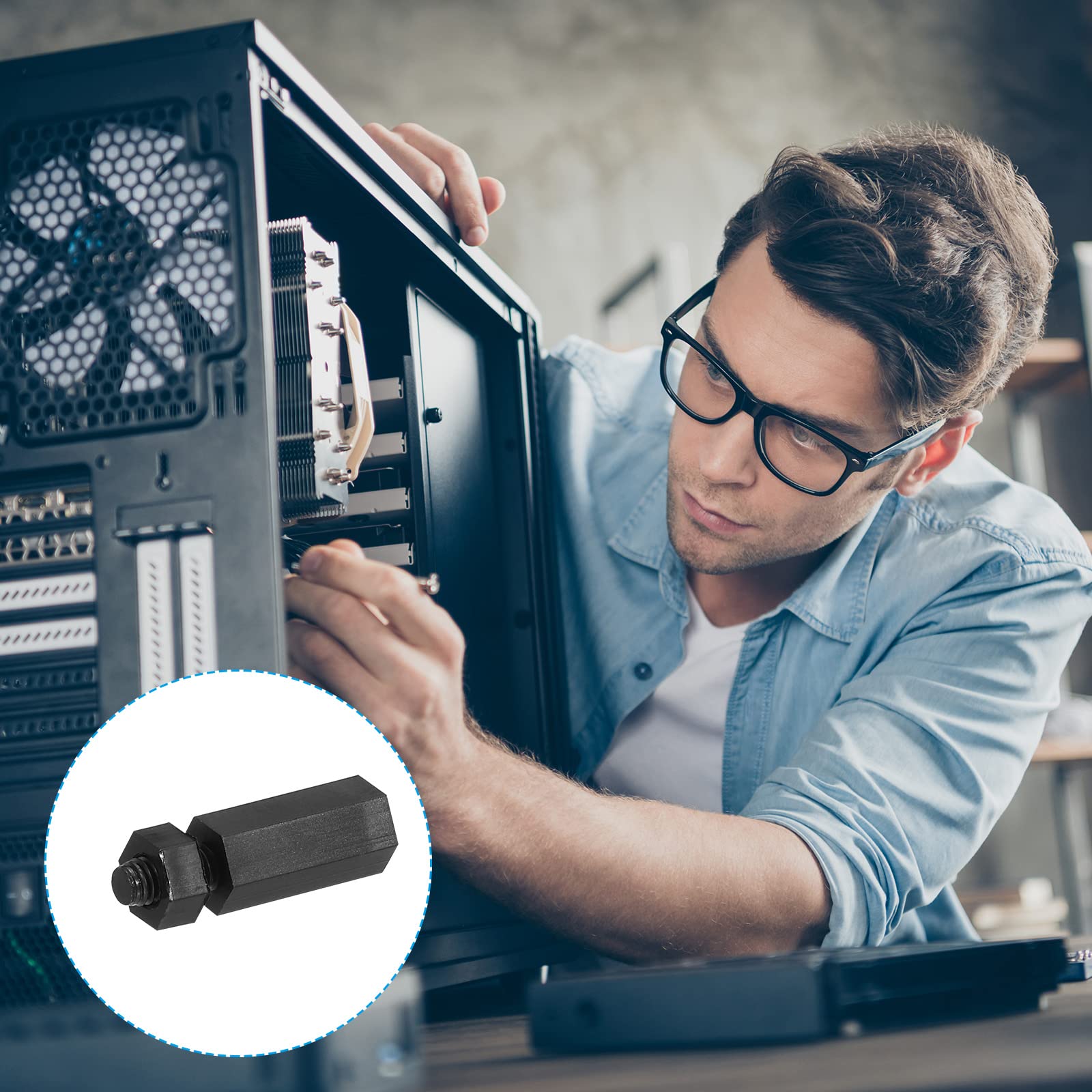 PATIKIL 100 Stück M3 Nylon Sechskant Abstandsschrauben Muttern, Leiterplatten Innengewinde Außengewinde Abstandshalter Kit Motherboards, Computergehäuse, Elektronik (12mm+6mm, Schwarz)