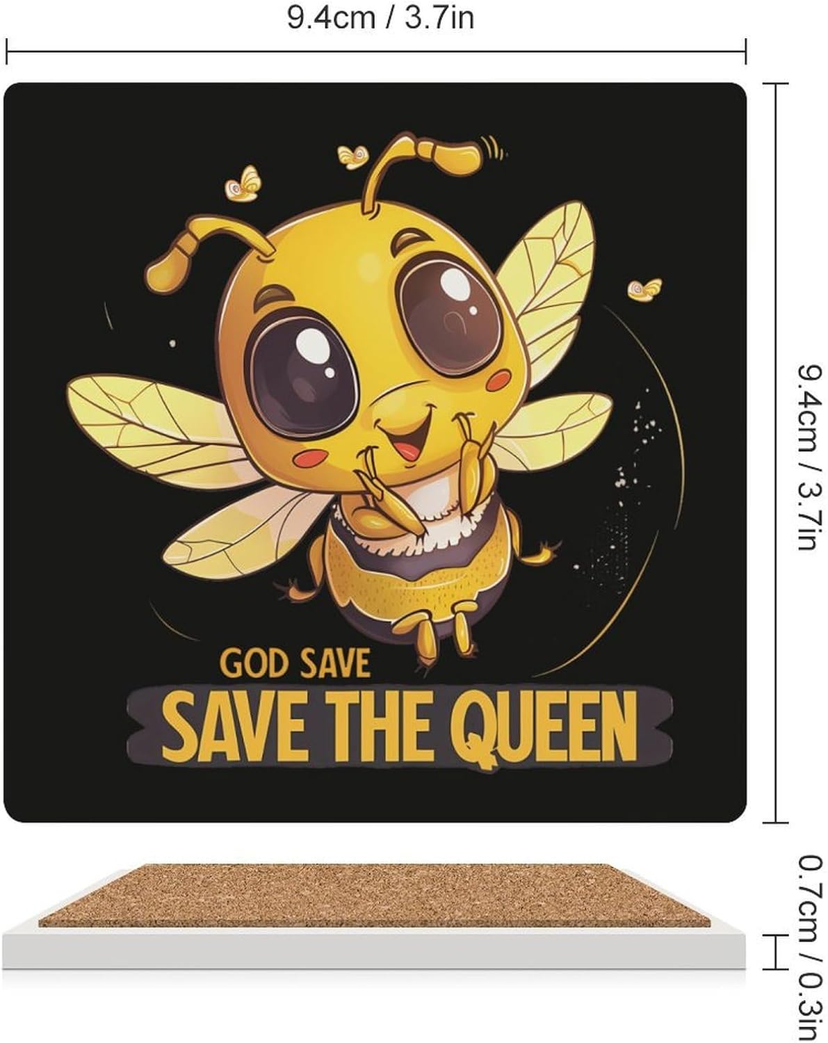 Save The Bees Coaster for Drinks Square Ceramic Table Coasters Stone Mat Crafts 6PCS Home Kitchen Decor
