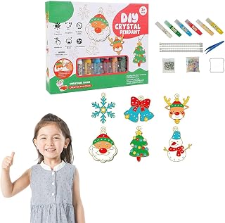 DIY Crystal Paint Arts and Crafts Set,Crystal Painting DIY,Painting Keychains Kit,Diamond Painting Kits for Kids,Crystal Paint Arts and Crafts Set,Bake-Free Crystal Color Glue Painting Pendant Toy (B)