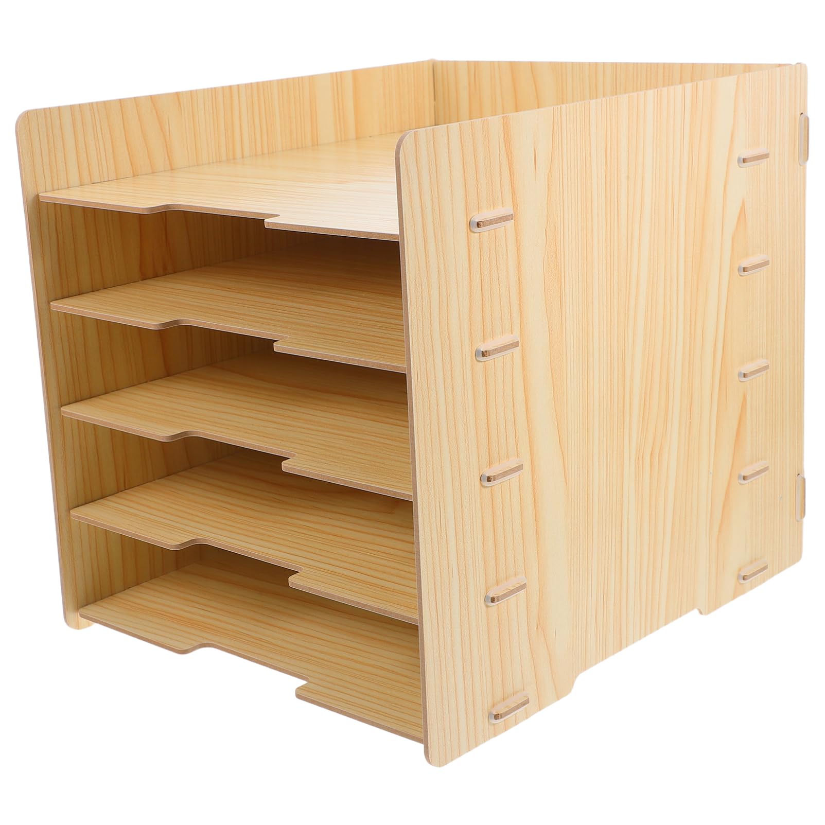 Organizador De Archivos De Madera Multi-Capa para Oficina Clasificador De Documentos Vertical Organizador De Escritorio Estilo Moderno Color Natural para Material De Oficina y