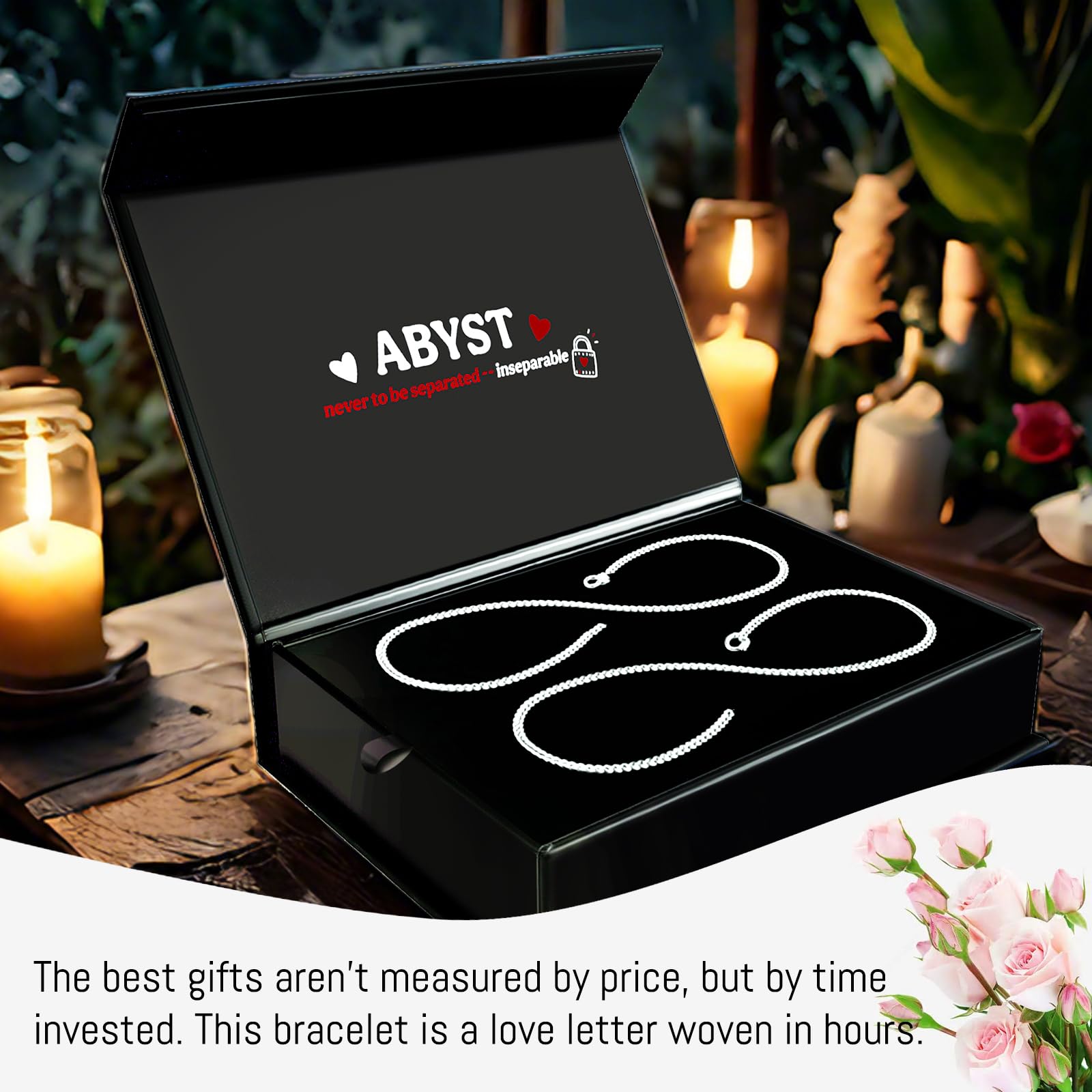 ABYST Permanent Bracelet Kit for Couples - DIY Sterling Forever Bracelets Making Set with 925 Silver Plated Chains - Romantic Infinity Jewelry for Anniversary (Silver)