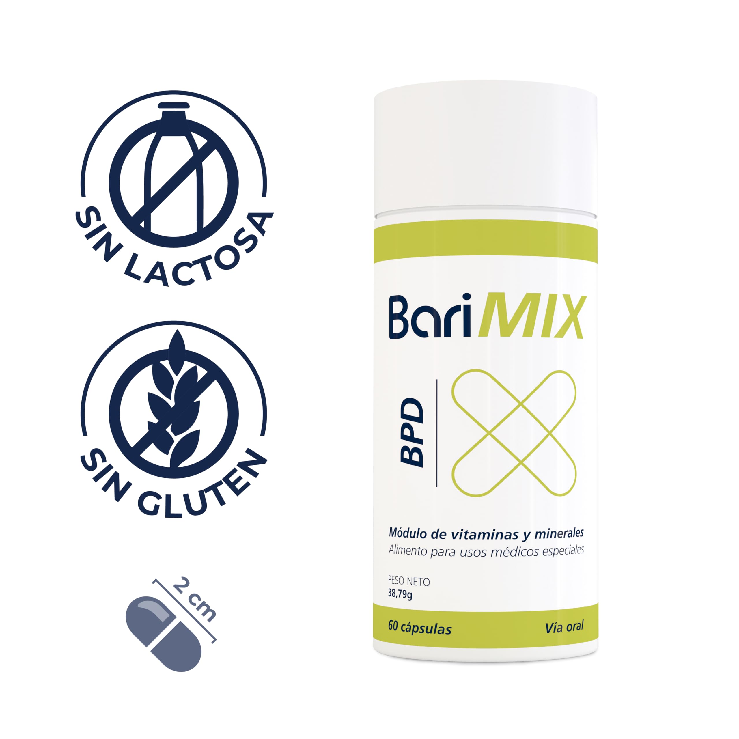 BARIMIX BPD PACK 3, multivitaminas y multiminerales para pacientes bariátricos intervenidos de cirugía bariátrica malabsortiva/hipoabsortiva Bote 60 cápsulas 2 cápsulas al día Tratamiento para 3 meses