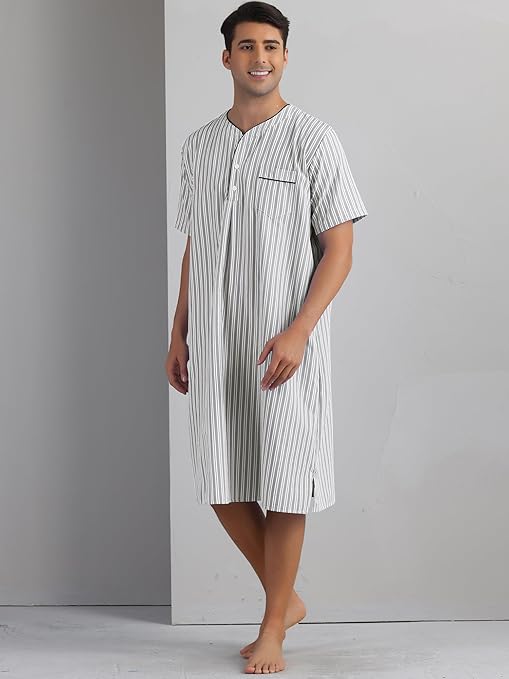Lars Amadeus Camicia Da Notte Lunga Con Cappuccio Per Uomo - Loungewear Morbido Con Tasche, Taglie S-XXL - 2
