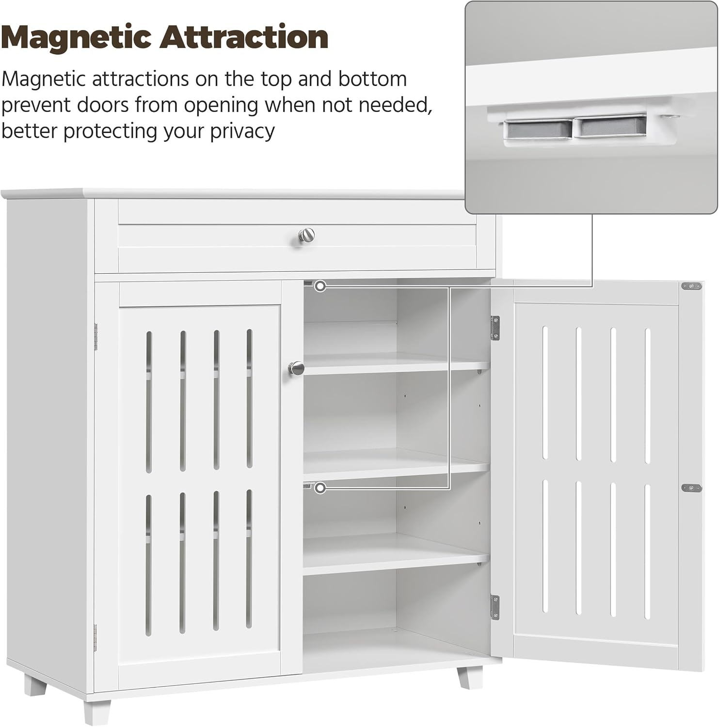 Yaheetech Bathroom Storage Cabinet, Kitchen Organizers and Storage with Louvered Doors, Sideboard Buffet Cabinet for Home & Office, White