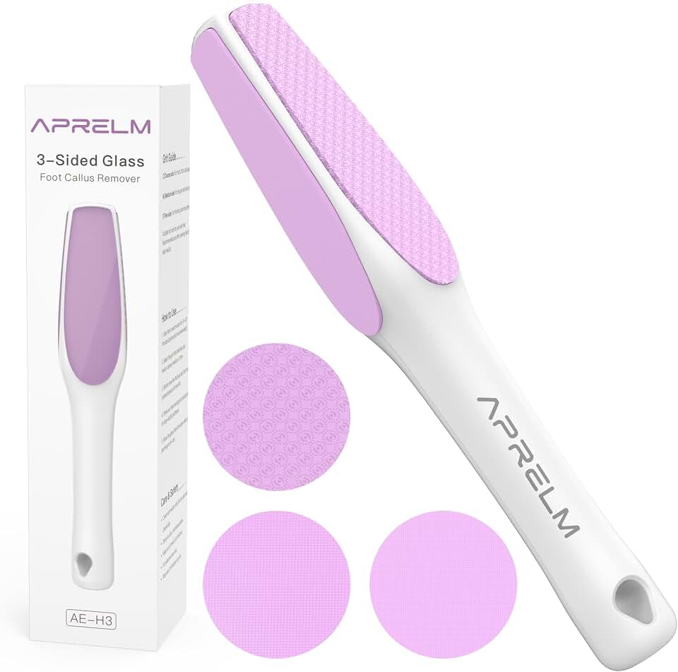 APRELM 3-Sided Nano Glass Foot File, 3-in-1 Coarse/Medium/Fine Foot Callus Remover, Professional Callus Remover for Feet Hard Skin Smooth Polishing (Pink) Recycled Claim Standard Blended