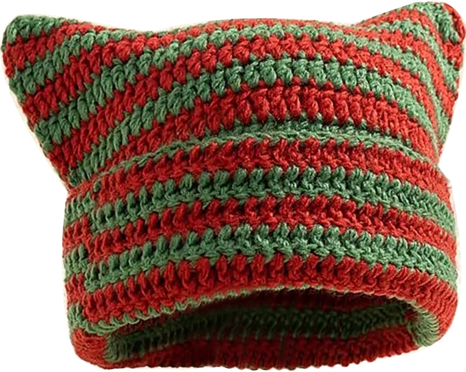 XYIYI Crochet Hats for Women Cat Ear Knit Hat Vintage Beanie Grunge Accessories Slouchy Beanies for Womens