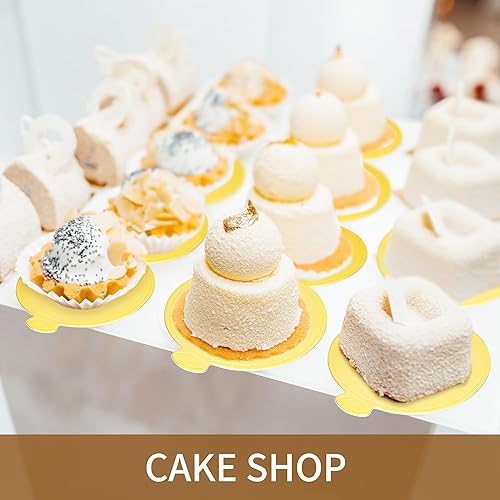 Miniatura 12 de 300 mini tablas cuadradas para tartas, 3.5 x 3.3 pulgadas, tableros cuadrados dorados para tartas, tablero de pastel de mousse dorado, bases de mini