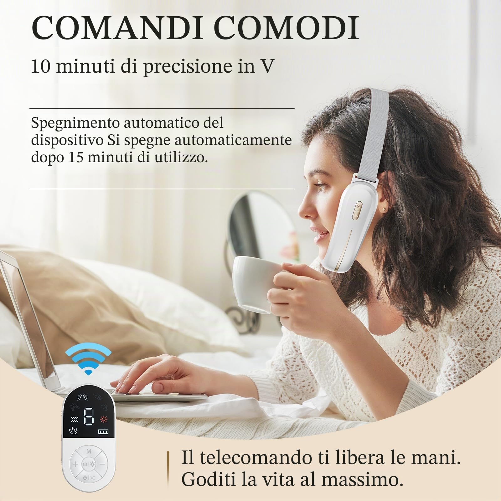 ANLAN Sollevamento del Collo V-Face, EMS Massaggiatore Facciale con Calore, Sollevamento e Raffermante con Fototerapia Rossa e Blu, 6 Modalità, Tipo-C (Bianco)