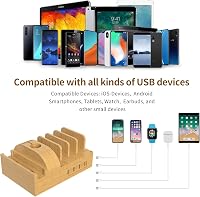 Alltripal Bamboo Töltőállomás 7 Portos USB Gyorstöltő - Többeszközös Telefontöltő Állvány iPhone, Samsung, Huawei Készülékekhez 4
