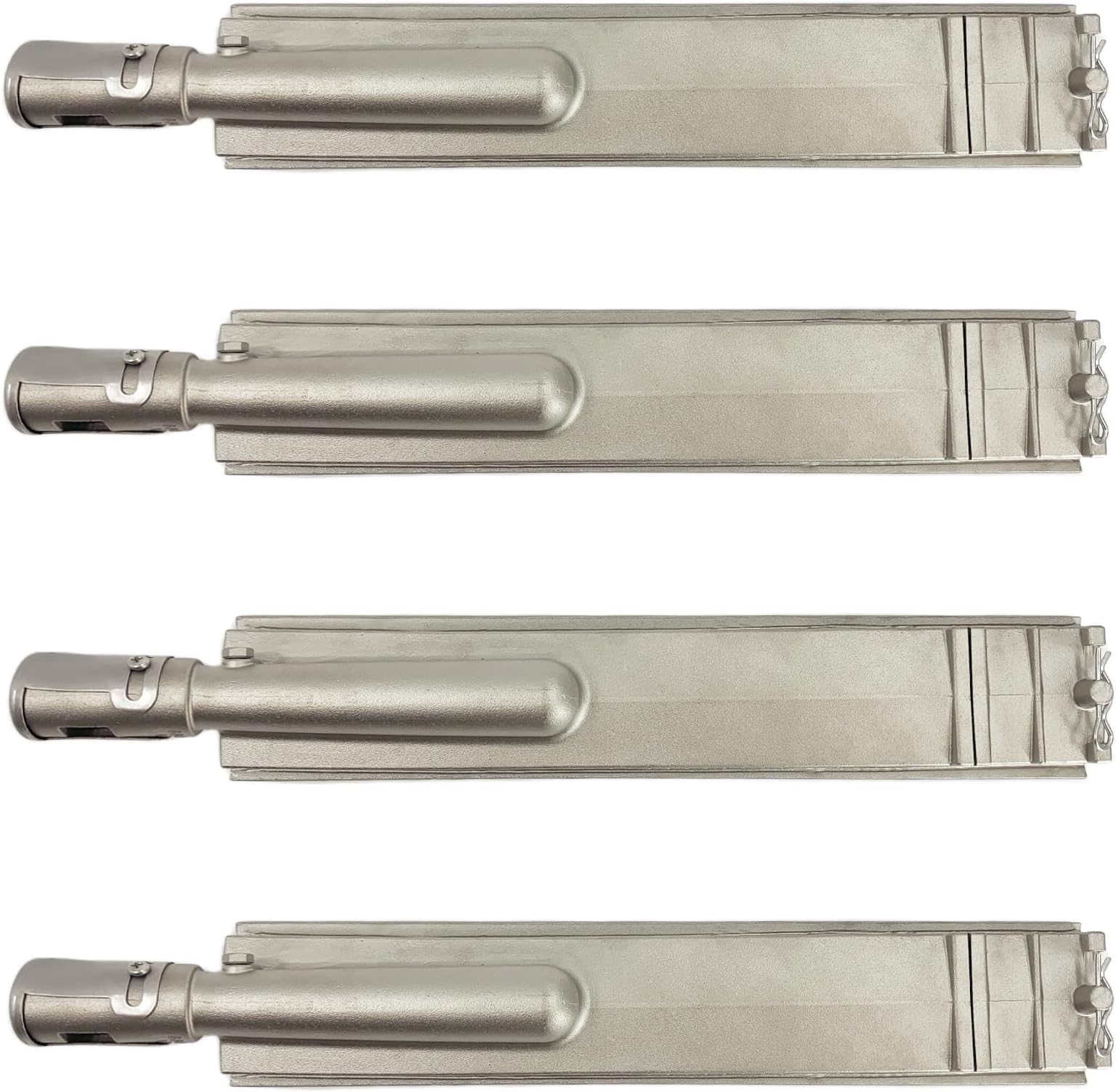4-Set Heavy Duty Cast Stainless Steel Grill Burners for Bull, Grill Replacement Parts for Bull, Blaze, Cal Flame, Grilljob, Aussie, Char Broil, Turbo, Thermos, Nexgrill, etc.