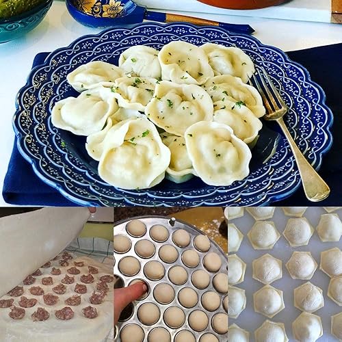Miniatura 2 de ETSAMOR Pelmeni - Juego de moldes para hacer bolas de masa hervida para ravioles de acero inoxidable, juego de moldes de metal para empanada, prensa