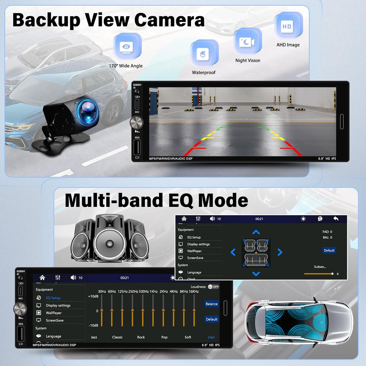 CAMECHO Autoradio 1 Din met Carplay Draadloze Android Auto, 5 Inch Scherm Autoradio met Bluetooth Handsfree Mirror Link FM USB &Type-C Achteruitrijcamera