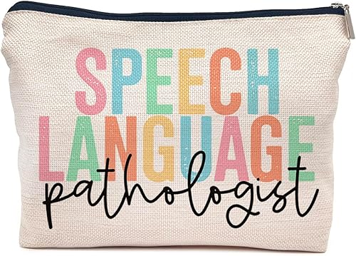 IWXYI SLP - Bolsa de maquillaje para patólogos del habla y lenguaje, bolsa de maquillaje para patólogos del habla y lenguaje, bolsa con cremallera,