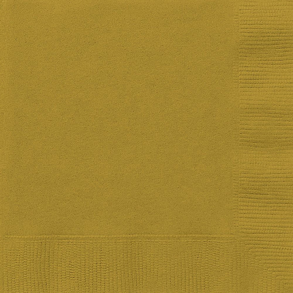 UniqueIndustries 39037 Gold Beverage Napkins, 100ct, Paper