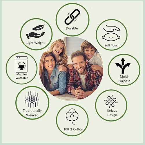 Miniatura 4 de Manta de algodón - Tejida cálida decoración bohemia sofá cama, cocina, sala de estar - Estampado en bloques - Manta de silla con borlas para acampar