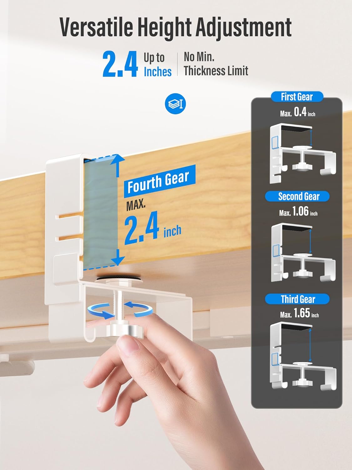 [Upgraded] Large Under Desk Cable Management Tray, Cinati Cable Management Under Desk No Drill, 28.4" Fabric Cord Hider for Wire Organizer, Cord Organizer for Office, Home - Supports Up to 30lbs White