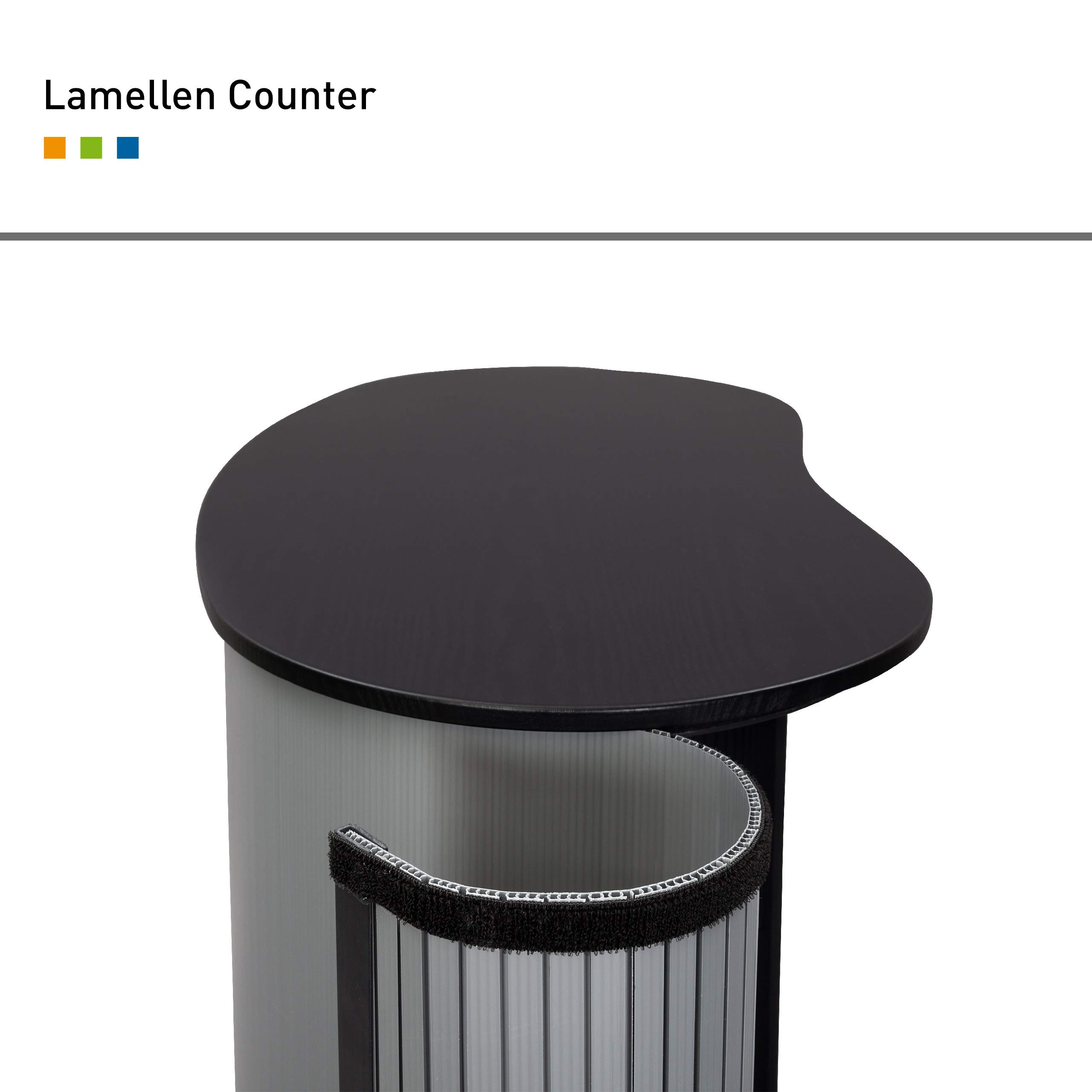 Vispronet® Lamellentheke Silbergrau Oval Messetheke Promotiontheke Verkaufstheke