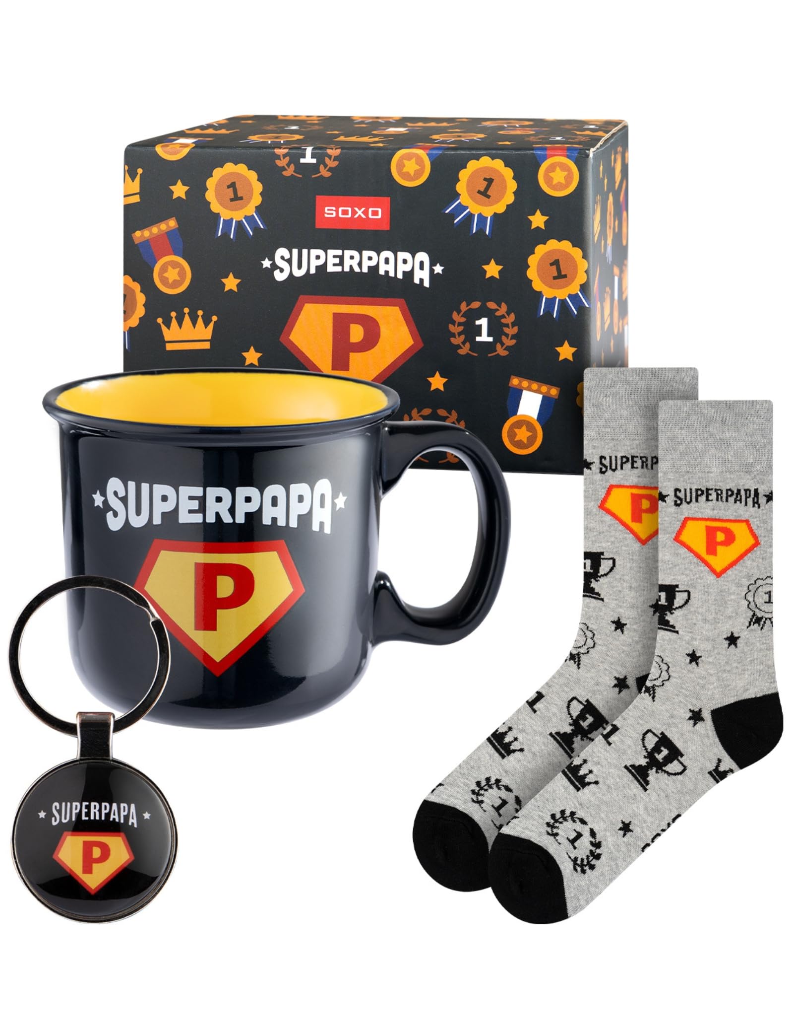 soxo Super Papa Chaussettes Homme Fantaisie Cadeau Drole Chaussette Cadeaux Hommes Ensembles 40-45