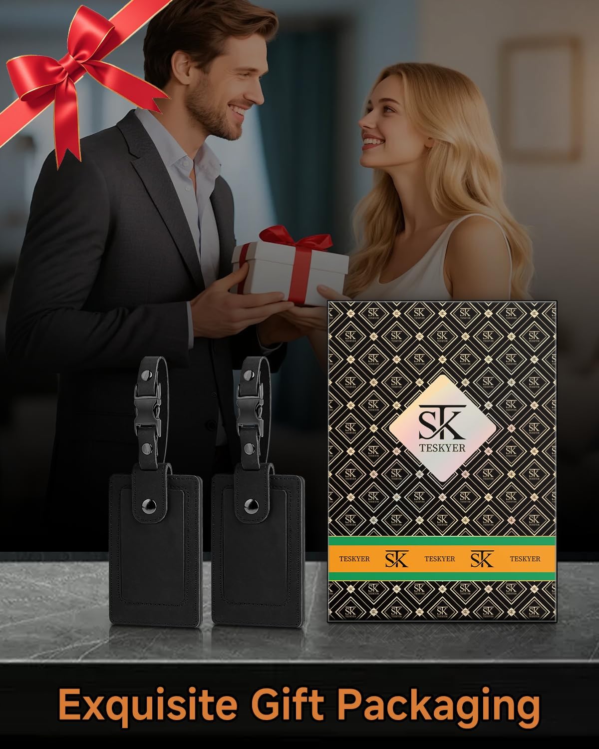 Premium Genuine Leather Luggage Tags for Suitcases - Quick Release, Privacy Protection, Elegant and Durable, Travel Essential Luggage Tag - 2 Pack Black - Image 7