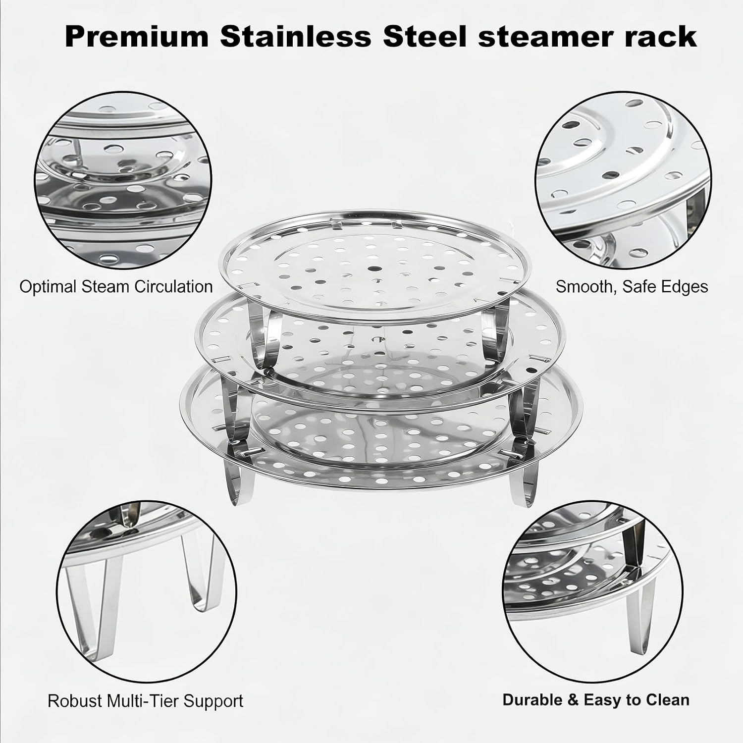 Round Stainless Steel Steamer Rack, 7.6" 8.5" 9.33" Inch Steaming Rack image 4