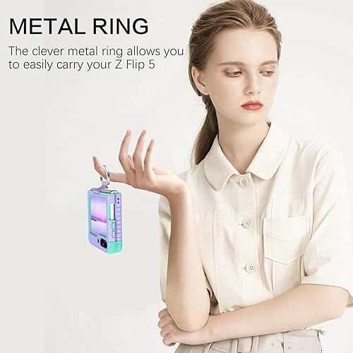 Miniatura 4 de BENTOBEN Funda para Samsung Galaxy Z Flip 5, Z Flip 5 5G, resistente 2 en 1, cuerpo completo, resistente, a prueba de golpes, con anillo