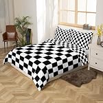 Buffalo Check Black and White Plaid Duvet Cover Set Queen Men Women Reversible Geometric Gingham Decor Comforter Cover Farmhouse Nordic Style Grid Pattern Bedding Kids, Luxury Soft Breathable