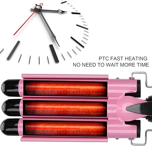 Miniatura 2 de Pinzas para rizar el cabello, 3 rizadores de pelo, rizador de pelo de turmalina con 2 clases de temperatura, rizador eléctrico de calentamiento