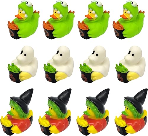 Miniatura 7 de Cool Halloween Monsters  Patos de goma (2 pulgadas) tamaño estándar. (Paquete de 12) Linda bruja, pato fantasma juguete para la piscina (patitos de