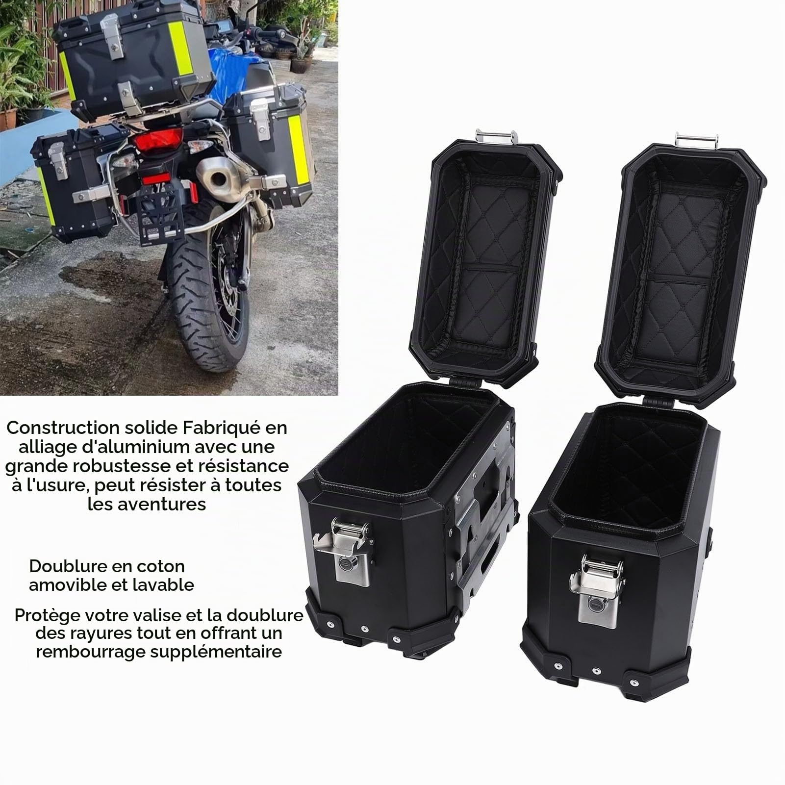 Dioche Valise Latérale de Moto en Alliage d'aluminium 18L-boîte de Sacoche Rigide avec Serrure et Poignée pour Le Rangement des Bagages du Casque (Black)