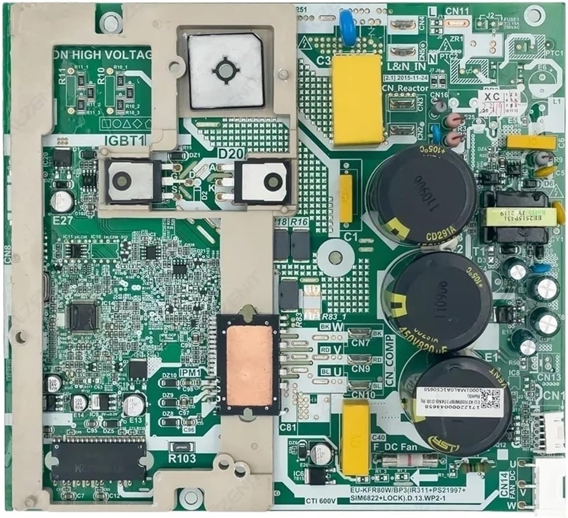 Compatible for Midea, Air Conditioning Control Board EU-KFR80W/BP3 (IR311+PS21997+SIM6822+Lock). D. 13. WP2-1 17122000018251 Circuit Board ，Air Conditioner Parts