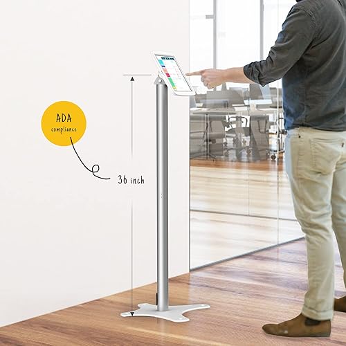 Miniatura 3 de Soporte de piso ajustable para quiosco de tableta, compatible con iPad 7 8 9 de 10.2 pulgadas, 120 grados giran el recinto de la tableta con