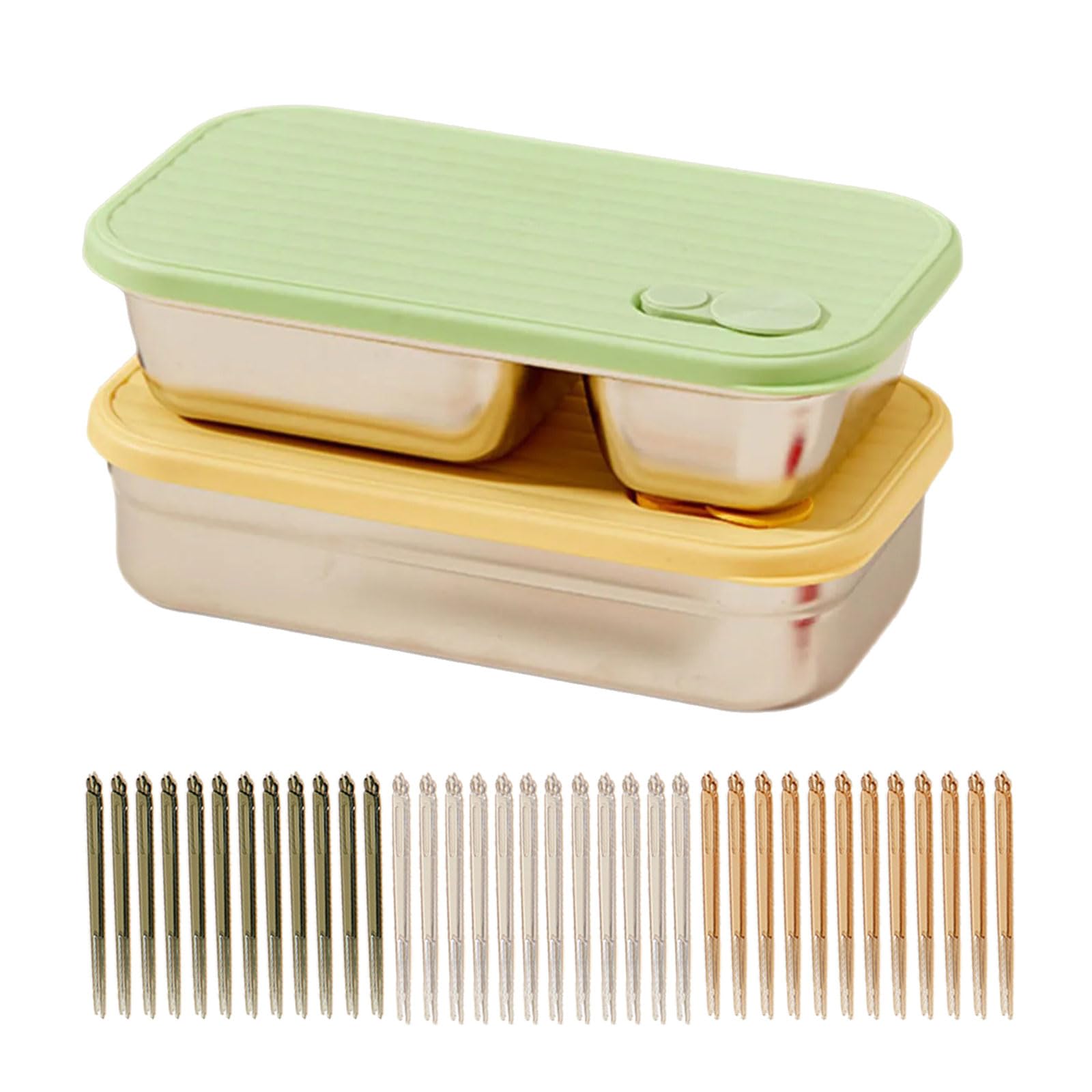 Msioytog A 304 Stainless Steel Leak Proof Fruit Salad Bentos Box Stackable Silicone Seal Food Container Eating Lunch Holder School Lunch Container