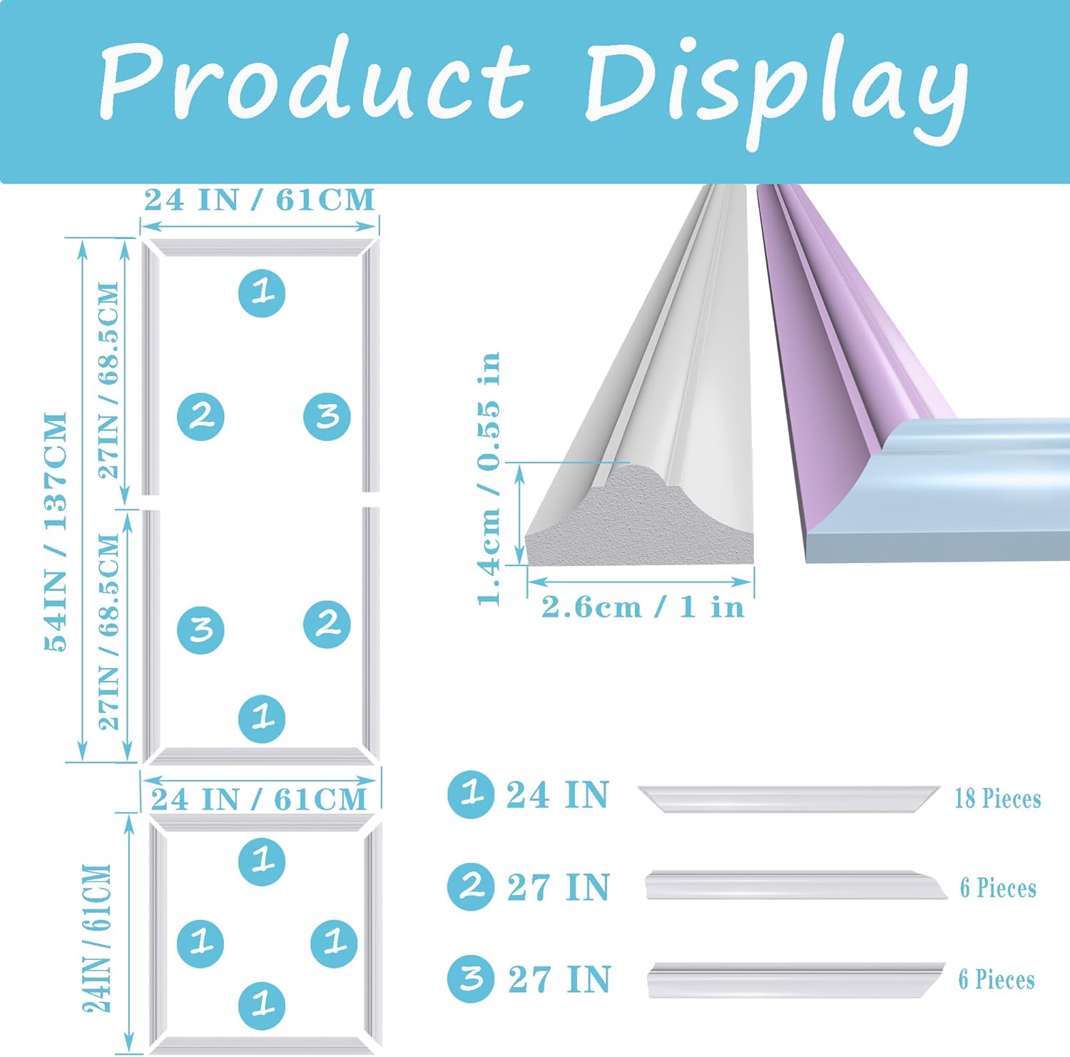 Panels Peel and Stick Premade Wainscoting Accent Wall Panels for Interior Wall Decor Easy DIY Build and Batten Chair Rail & Picture Frame Door Decor