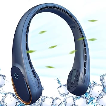 Nhpoi Portable Neck Fan, Electric Personal Cooling Fan, Hands Free Bladeless Fan with 3 Wind Speed, 4000 mAh Rechargeable Battery, Headphone Design, Larger Air Outlet and Wind for Indoor Outdoor Use