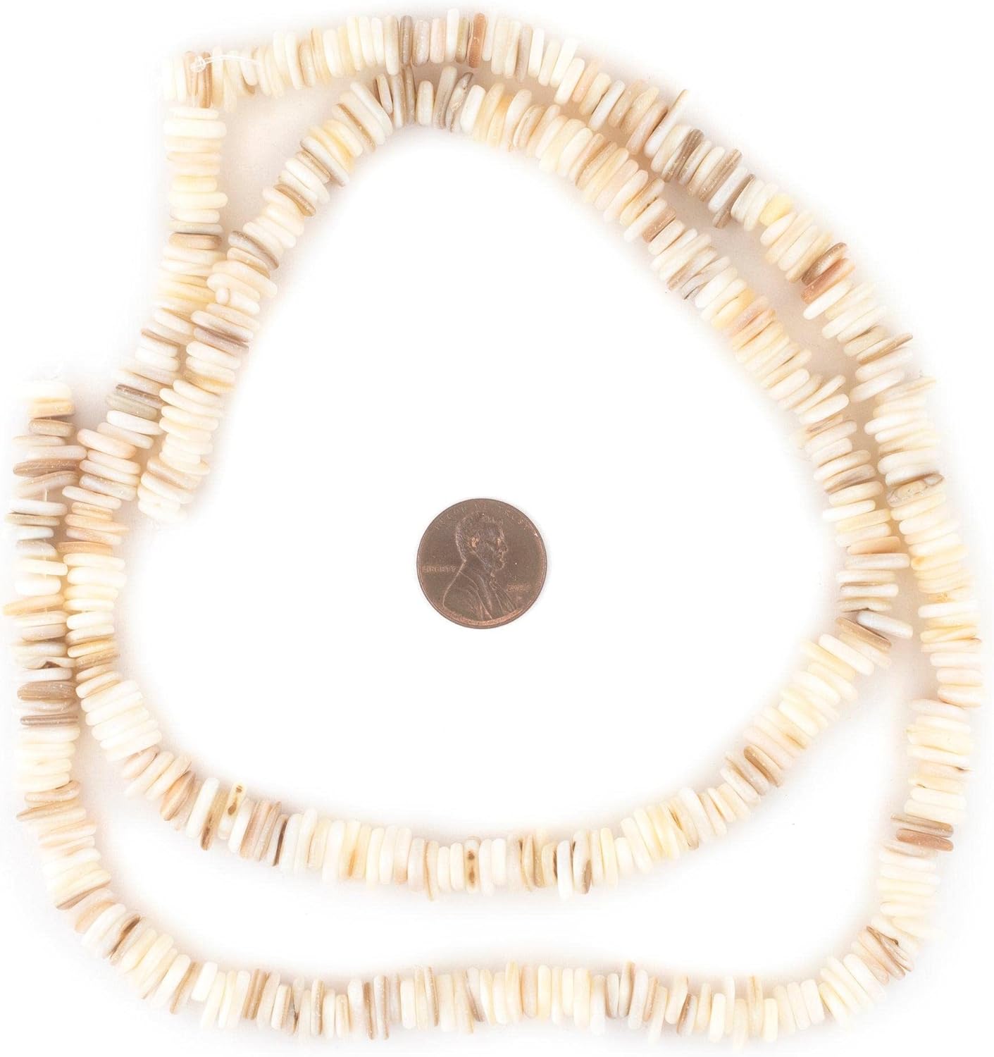 The Bead Chest White Chip Shell Beads 8mm Heishi 16 Inch Strand