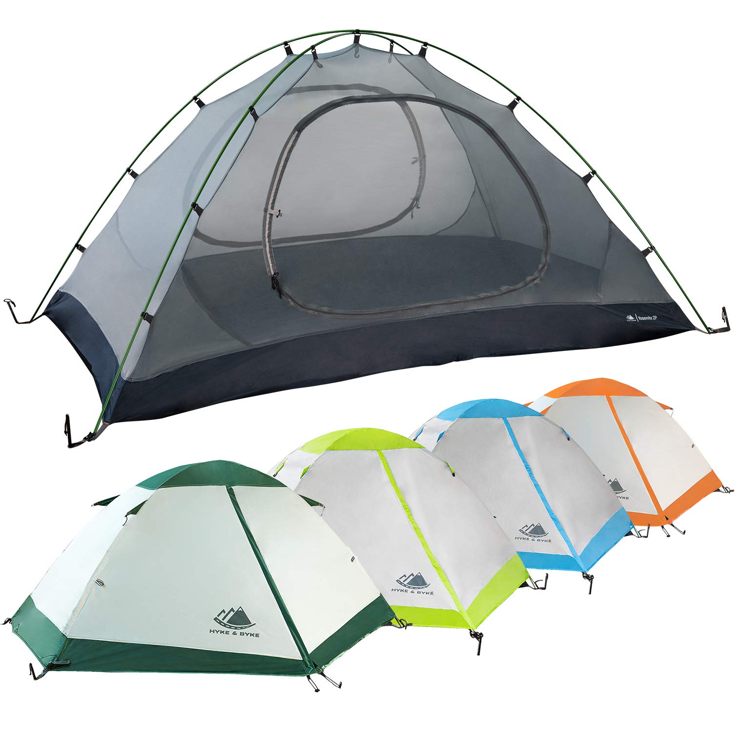 Buy Hyke & Byke Yosemite 1 and 2 Person Backpacking Tents with Footprint Lightweight Two Door