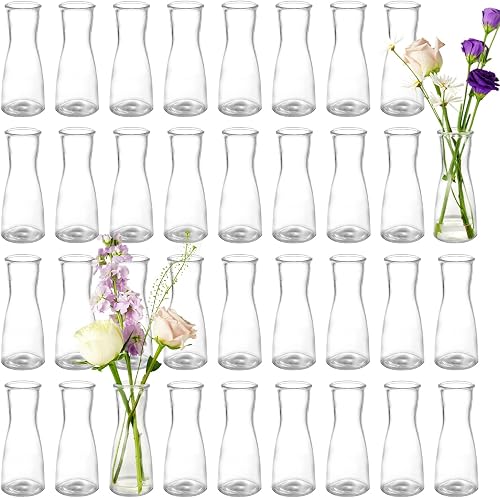 35 PCS Glass Bud Vases for Centerpieces, 5.5" Clear Small Flower Vases | Modern Minimalist Cute Mini Decorative Bulk Vases for Decor Wedding Birthday Party Home Living Room