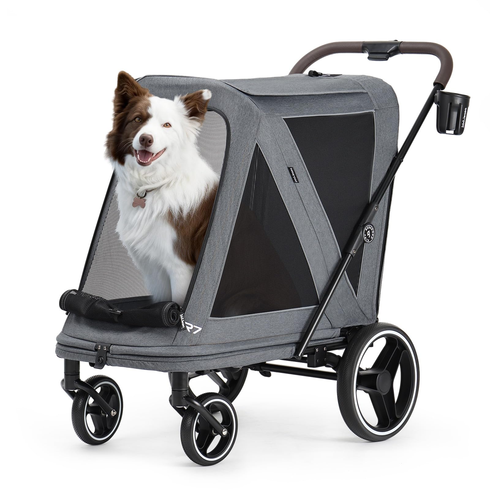 Beberoad R7 Dog Stroller for Medium Dogs, All-Terrain Tires, One-Hand Fold