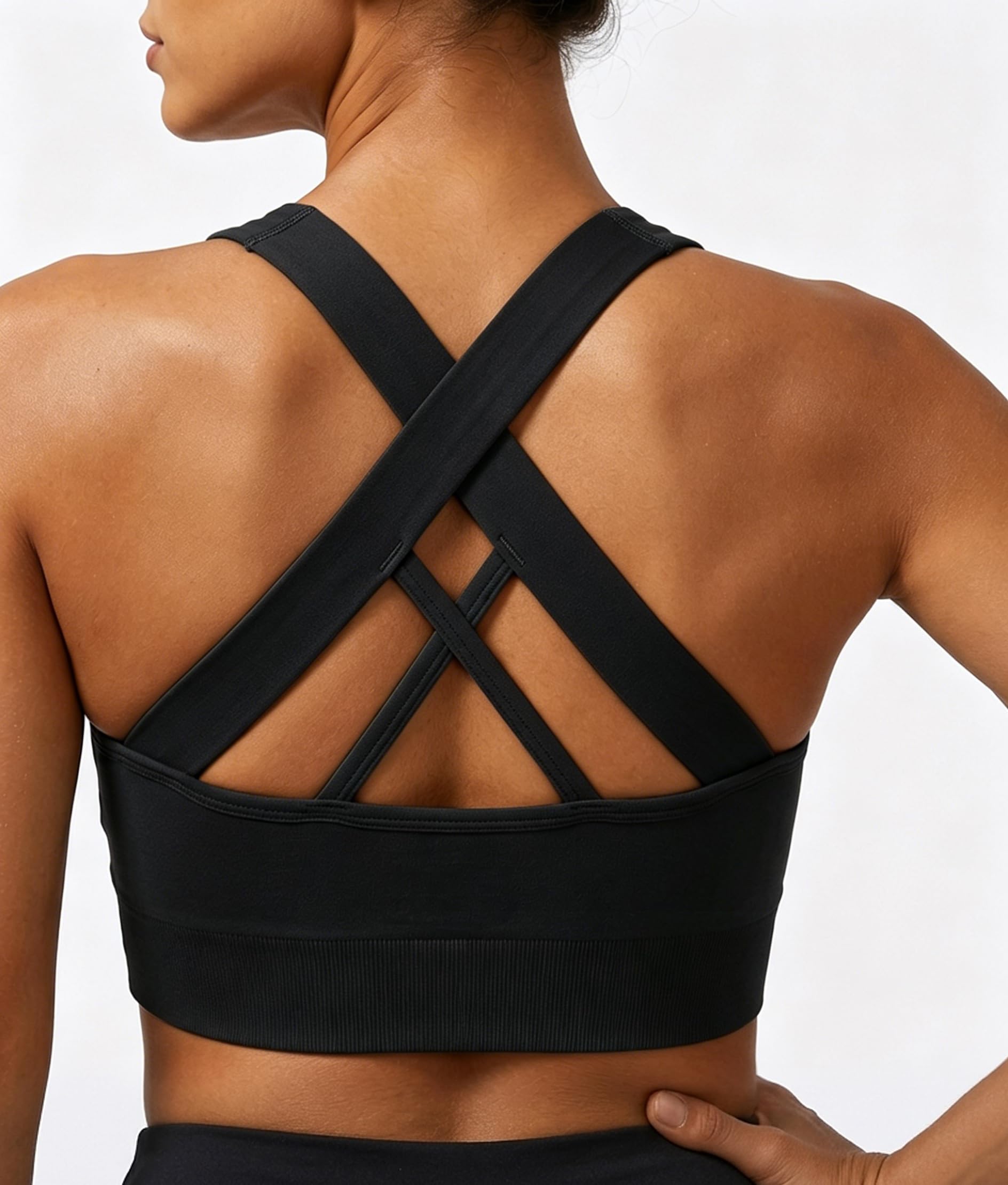 Double Couple Sujetadores deportivos para mujer, acolchados, de alto impacto, sin costuras, espalda cruzada, para entrenamiento, gimnasio, ropa deportiva