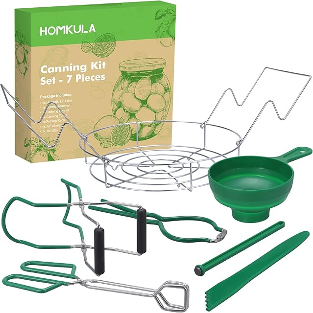 Canning Supplies Canning Kit Set - 7 PCS, Premium Stainless Steel Canning Tools Boxed Set, No Rust, Dishwasher Safe, by HOMKULA