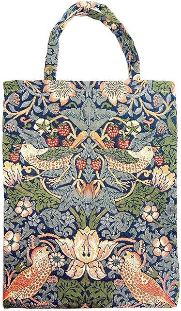 Signare Tapestry Reusable Grocery Eco-Friendly Shopping Tote Bag with William Morris Design (Strawberry Thief Blue, ECO-STBL)