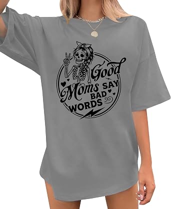 Anti Social Mom Club Shirt Oversized Mama Shirt Women Funny Graphic Tees Casual Short Sleeve Tops