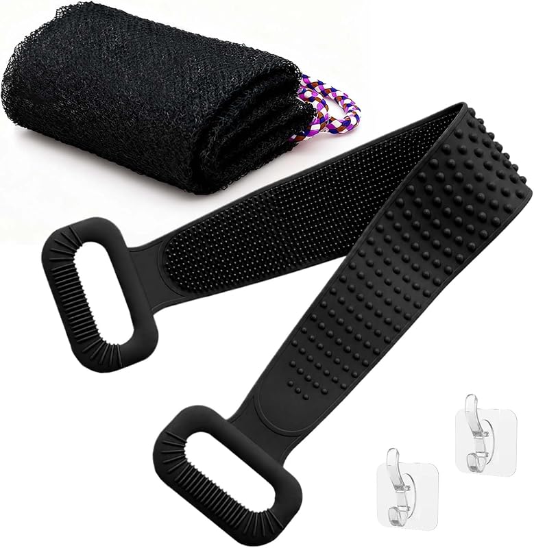Escova de banho de silicone para costas Manmihealth e esponja de rede africana, conjunto